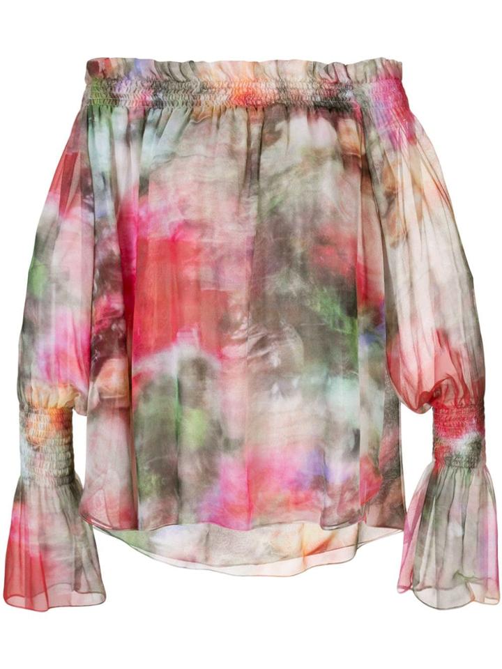 Adam Lippes Floral Print Off-shoulder Top - Pink
