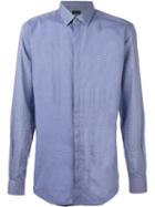 Lanvin Contrast Checked Panel Shirt, Men's, Size: 43, Blue, Cotton