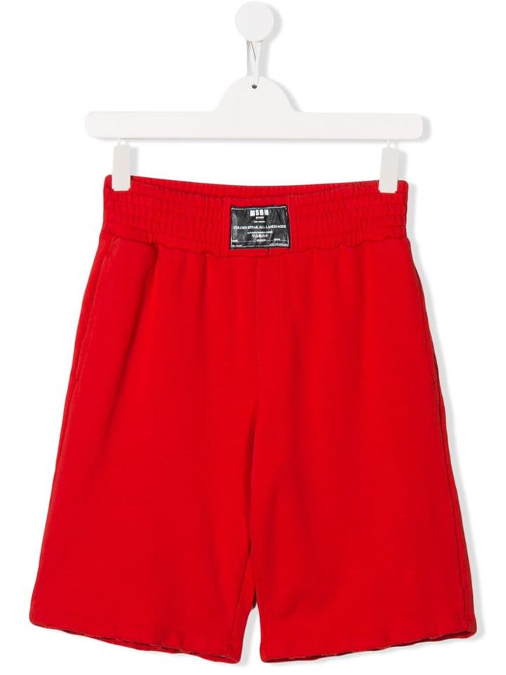 Msgm Kids Jersey Boxing Shorts - Red