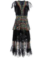 Philosophy Di Lorenzo Serafini Ruffled V-neck Dress, Women's, Size: 44, Black, Silk/polyester