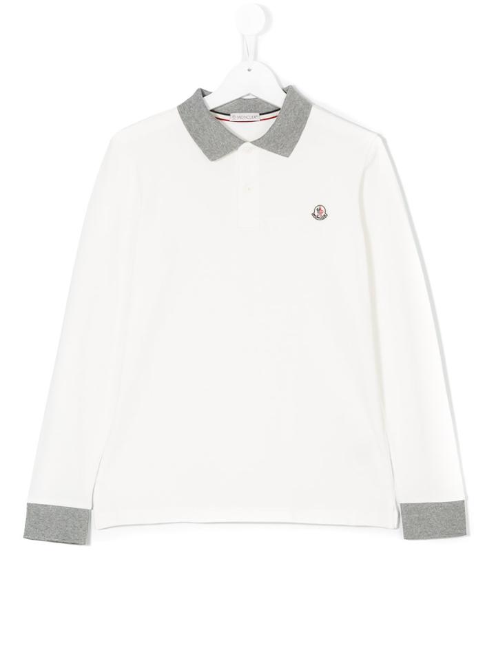 Moncler Kids Long Sleeve Polo Shirt - White