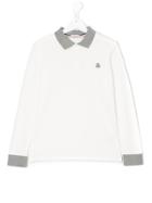 Moncler Kids Long Sleeve Polo Shirt - White