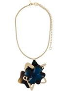 Marni Floral Pendant Necklace, Women's, Metallic, Resin/brass/buffalo Horn