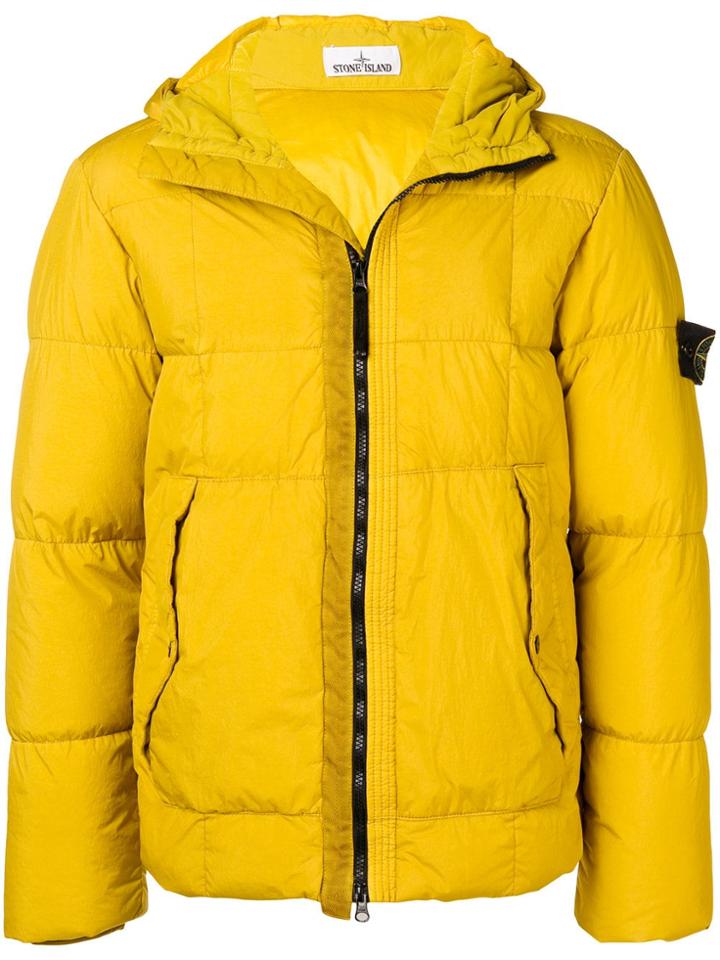 Stone Island Padded Zip Up Jacket - Yellow & Orange