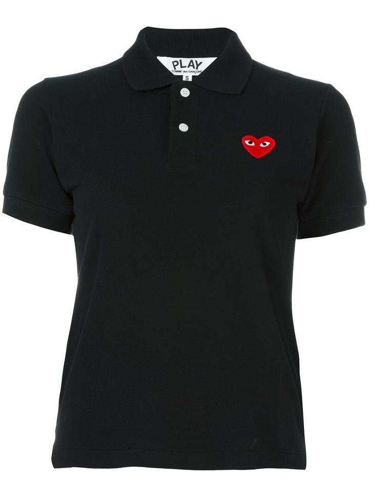 Comme Des Garçons Play Embroidered Heart Polo Shirt, Women's, Size: Xs, Black, Cotton
