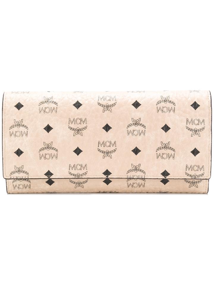 Mcm Visetos Original Three Fold Wallet - Nude & Neutrals