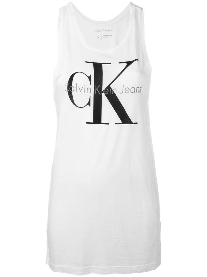 Calvin Klein Jeans - Ck Tank Top - Women - Cotton/lyocell - Xs, Women's, White, Cotton/lyocell