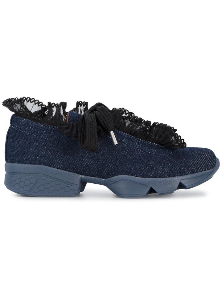 Ganni Denim Ariana Ruffle Sneakers - Blue