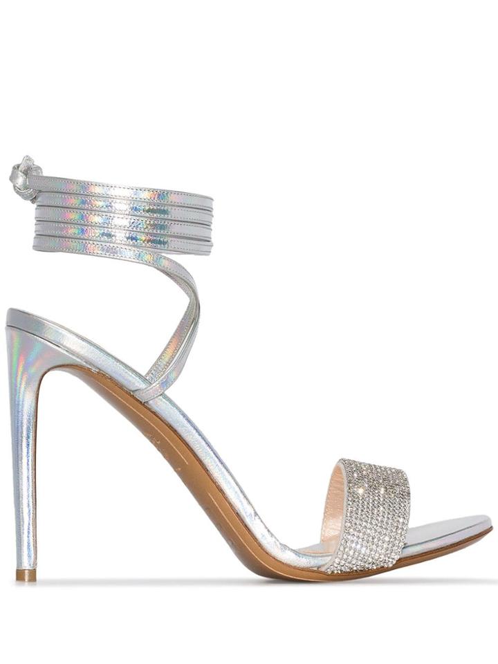 Alexandre Vauthier Kim 100mm Crystal-strap Sandals - Metallic