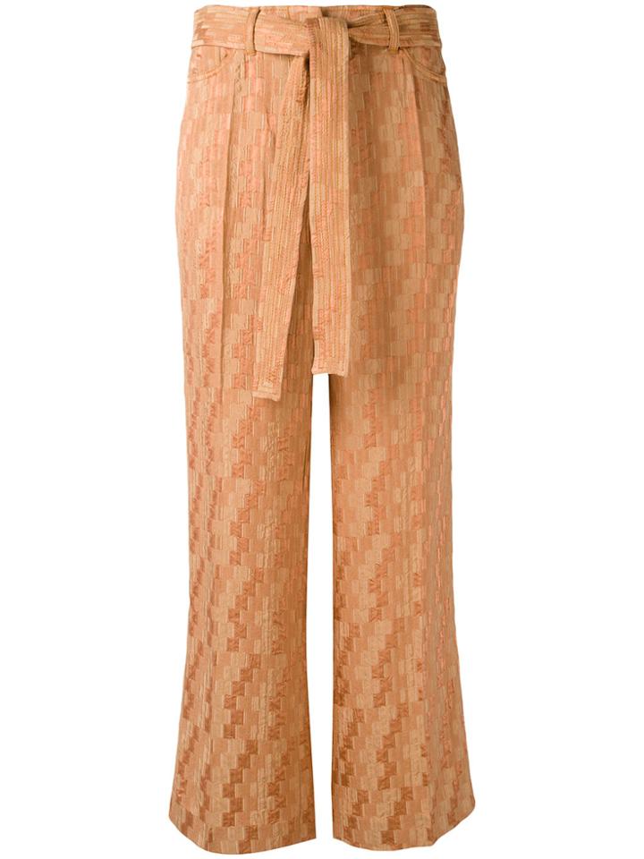 Etro Drawstring Checked Cropped Trousers - Brown