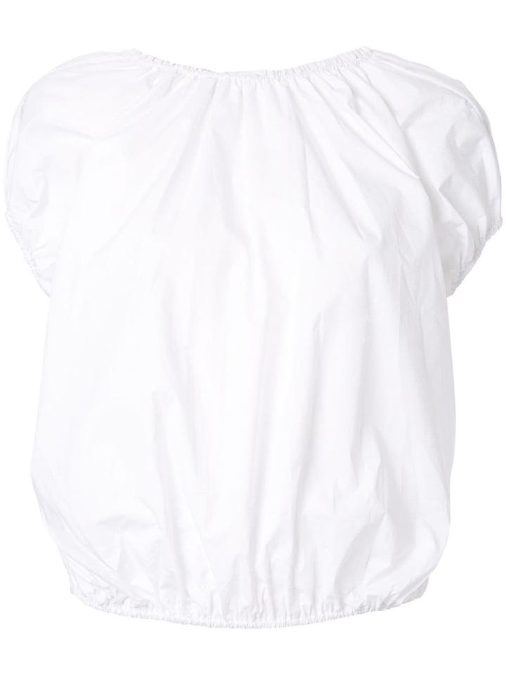 Pushbutton Cropped Blouse - White