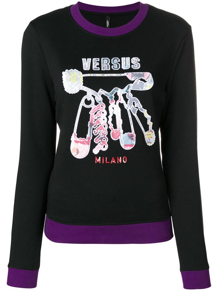 Versus Embroidered Long Sleeved Sweatshirt - Black