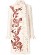 Gucci Coat With Embroidered Dragons - Nude & Neutrals