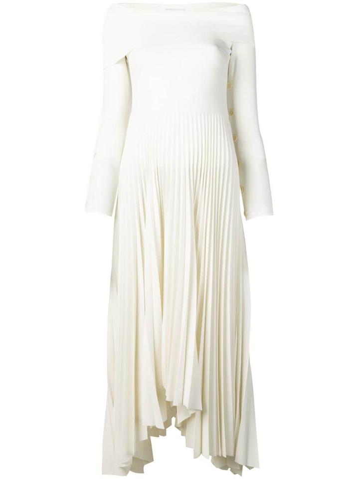A.w.a.k.e. Mode Bardot Pleated Maxi Dress - White