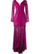 Martha Medeiros Lace Maxi Dress, Women's, Size: 38, Pink/purple, Silk/cotton