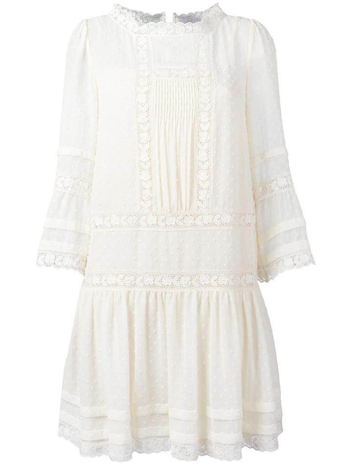 Crochet Lace Detail Dress - Women - Silk/cotton/polyester - 38, White, Silk/cotton/polyester, Red Valentino