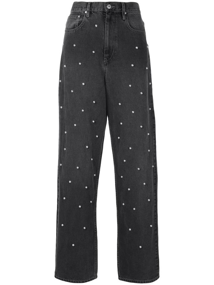 Isabel Marant Étoile - Round Studs Boyfriend Jeans - Women - Cotton - 40, Black, Cotton