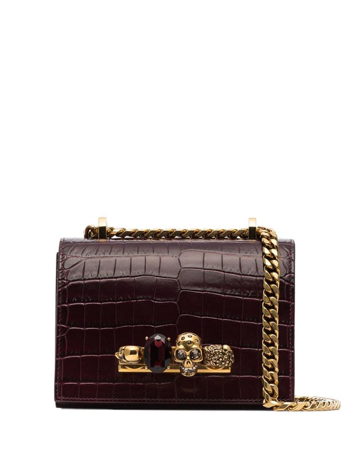 Alexander Mcqueen Small Jewelled Cross Body Bag - Red
