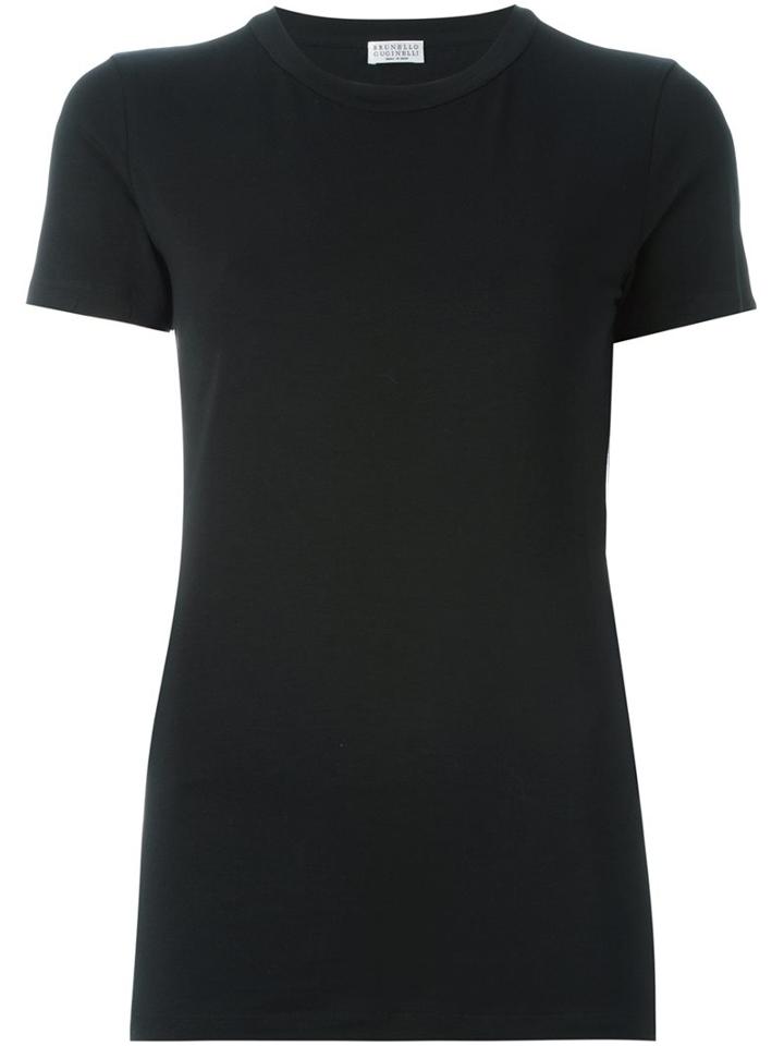 Brunello Cucinelli - Round Neck T-shirt - Women - Cotton/spandex/elastane - Xxl, Black, Cotton/spandex/elastane