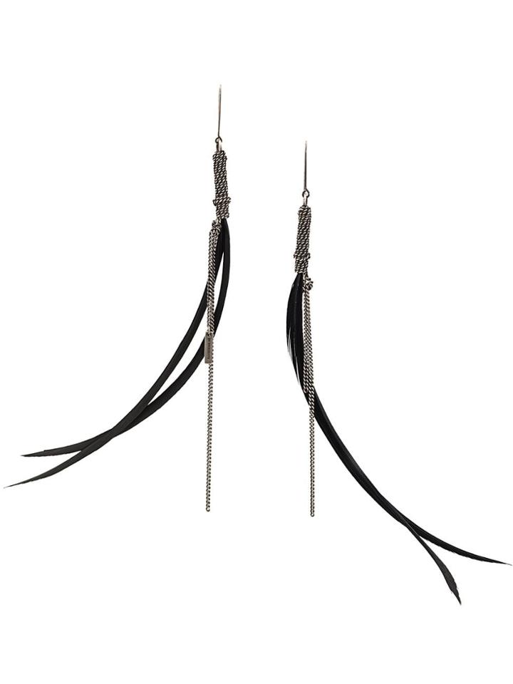 Ann Demeulemeester Long Embellished Earrings - Black