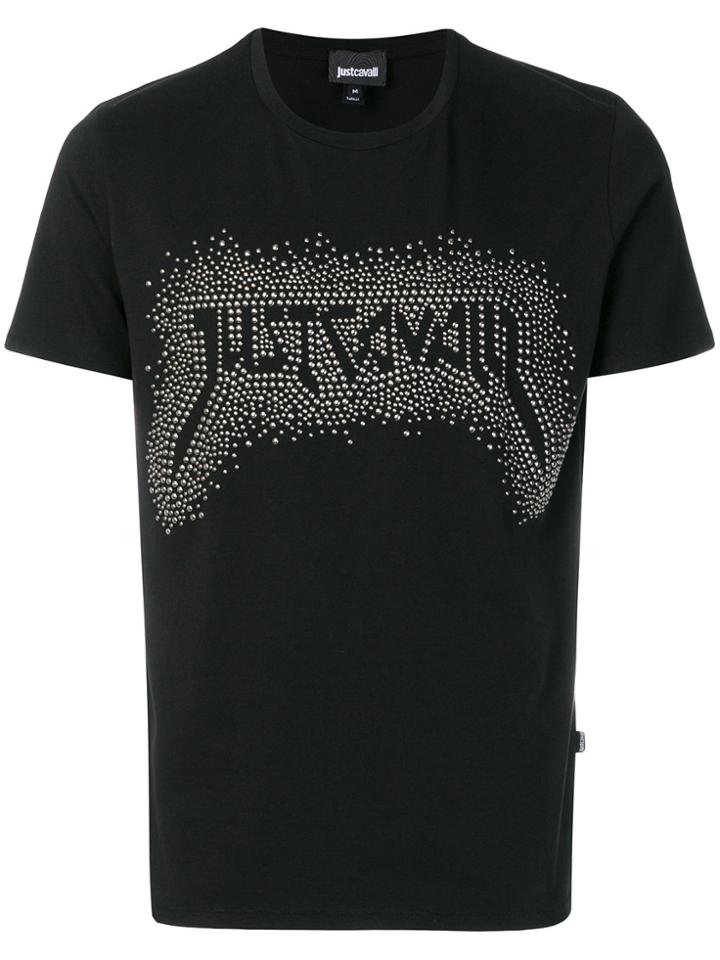 Just Cavalli Front Logo Embellished T-shirt - Black