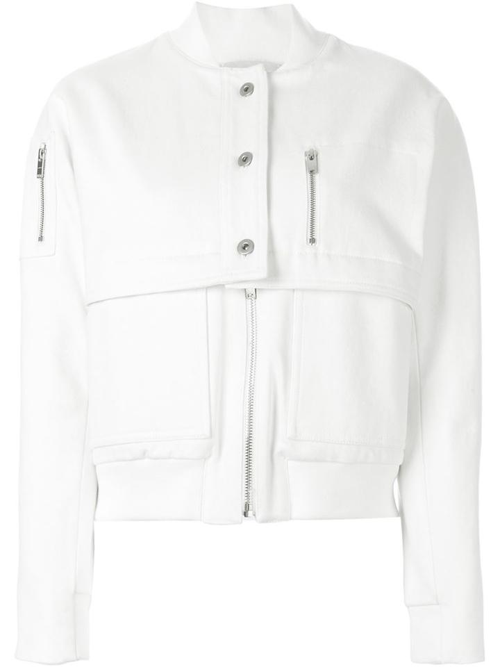 Courrèges Denim Bomber Jacket, Women's, Size: 38, White, Cotton