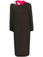 Marni Side Collar Pussy-bow Midi Dress - Brown