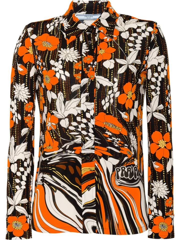 Prada Flower Print Shirt - Orange