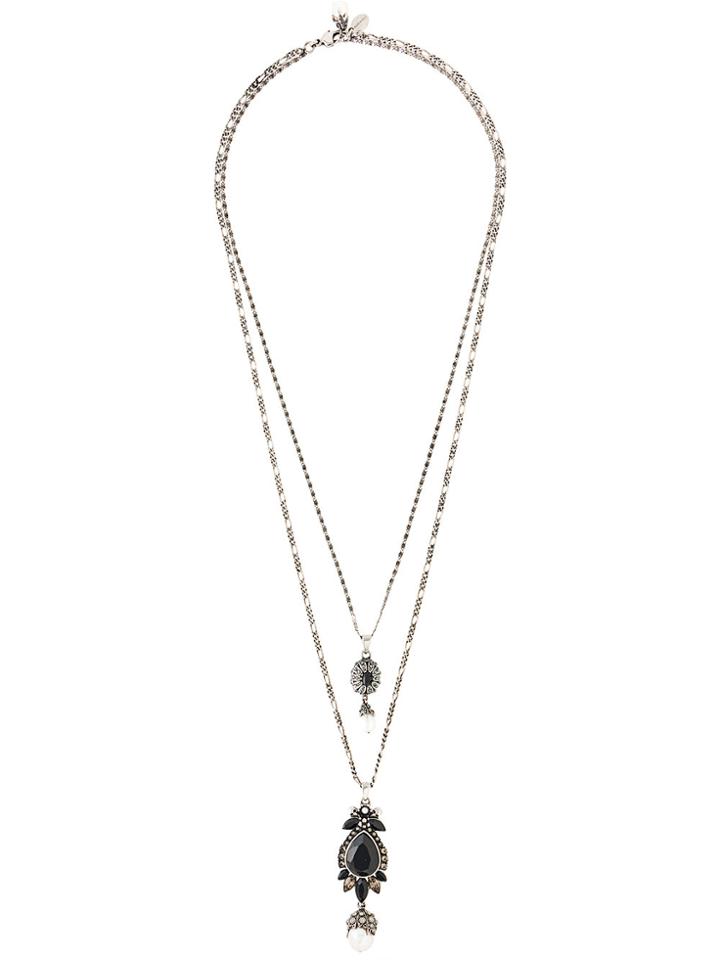 Alexander Mcqueen Double Pendant Necklace - Metallic