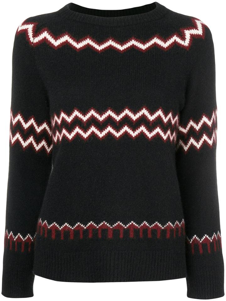 Liska Cashmere Zig-zag Sweater - Black