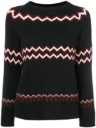 Liska Cashmere Zig-zag Sweater - Black