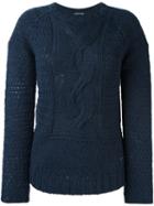 Woolrich Cable Knit Jumper, Women's, Size: Medium, Blue, Acrylic/alpaca/virgin Wool