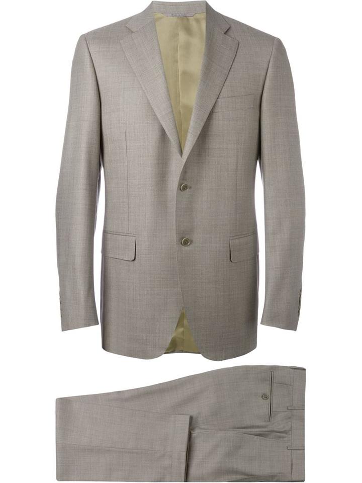 Canali Single Breasted Two Piece Suit, Men's, Size: 56, Nude/neutrals, Cupro/wool