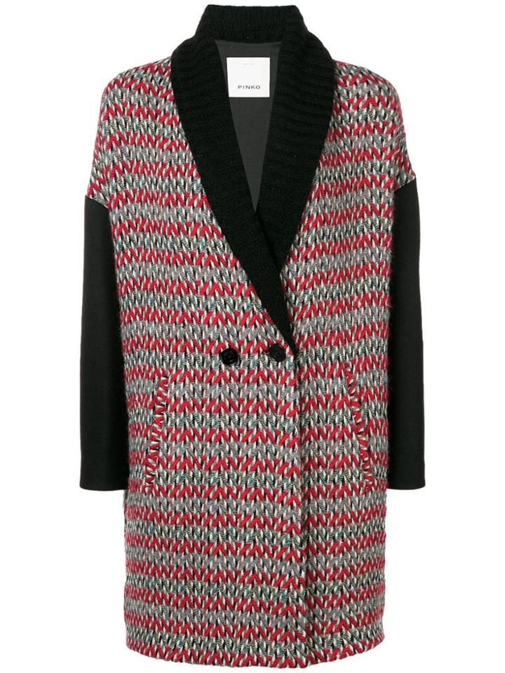 Pinko Knitted Double Breasted Coat - Red