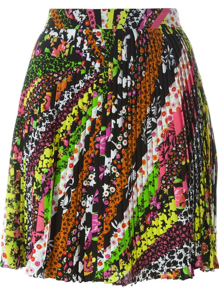 Versace 'flower Patch' Pleated Skirt