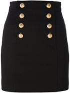 Balmain Sailor Mini Skirt, Women's, Size: 42, Black, Cotton/spandex/elastane/viscose