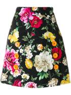 Dolce & Gabbana Button Floral Skirt - Black