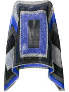 Pleats Please By Issey Miyake Square Design Scarf Poncho - Blue
