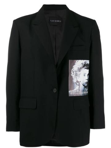 Yuiki Shimoji Graphic Print Oversize Blazer - Black