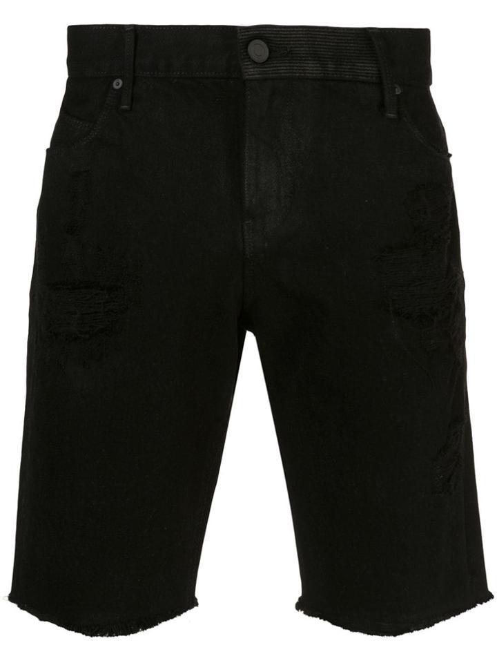 Rta Coated Ripped Shorts - Black