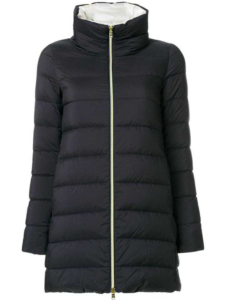 Herno - Zipped Padded Coat - Women - Cotton/polyamide/polyurethane/acetate - 50, Black, Cotton/polyamide/polyurethane/acetate