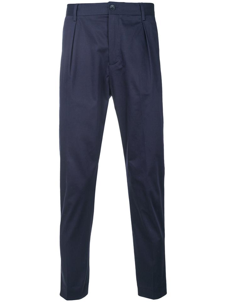 Calvin Klein Straight Leg Trousers - Blue