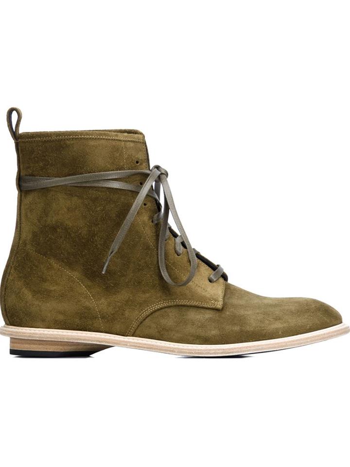 Valas Lace-up Boots, Men's, Size: 14, Green, Leather/suede