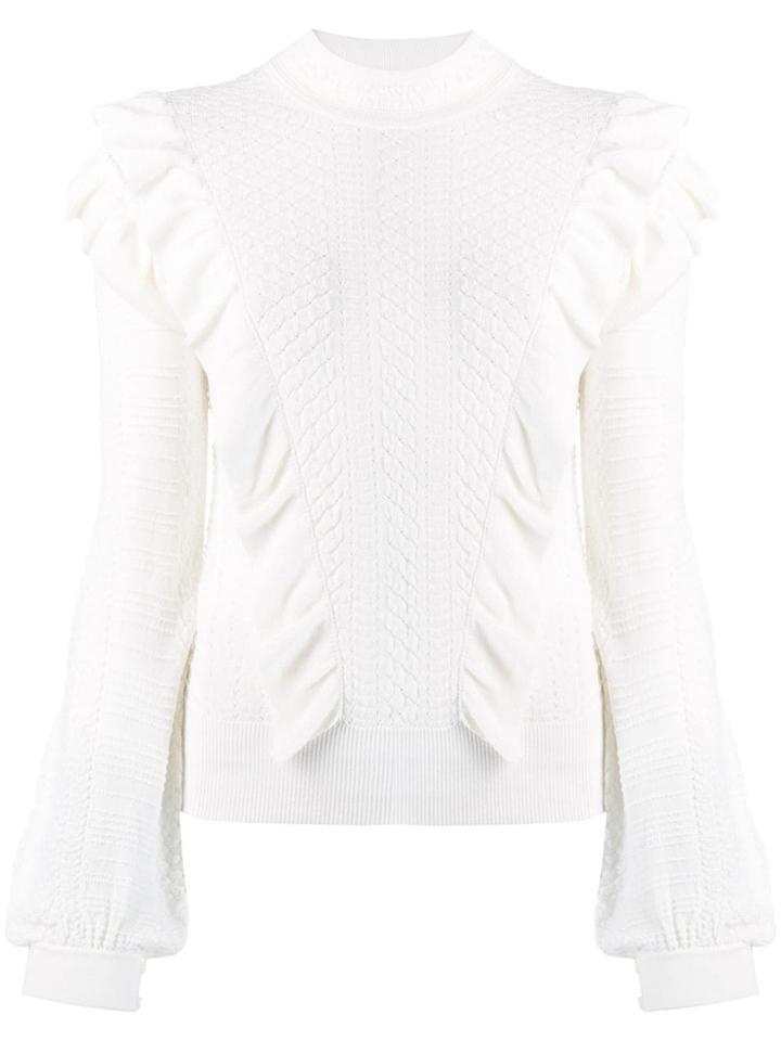 Chloé Frilled Knitted Sweater - White