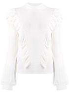 Chloé Frilled Knitted Sweater - White