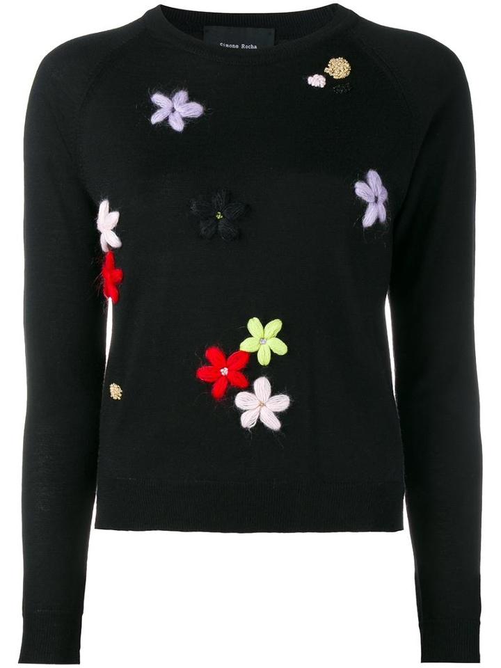 Simone Rocha Embroidered Sweater, Women's, Size: Xs, Black, Silk/cashmere/merino