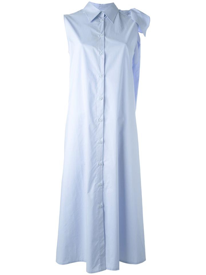 Mm6 Maison Margiela - Sleeveless Midi Shirt Dress - Women - Cotton - 42, Blue, Cotton