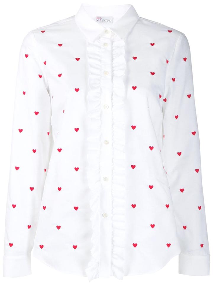 Red Valentino Heart Embroidered Shirt - White