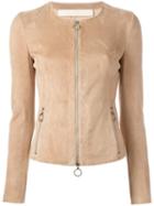 Drome Zipped Leather Jacket, Women's, Size: Large, Nude/neutrals, Lamb Skin