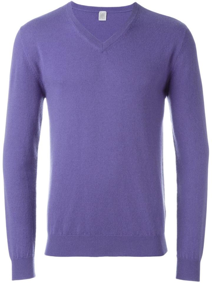 Eleventy V-neck Sweater, Size: Large, Pink/purple, Cashmere